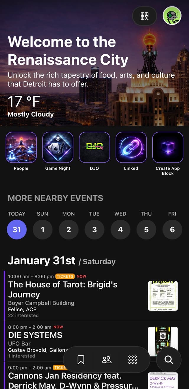 Renaissance City app - Events list